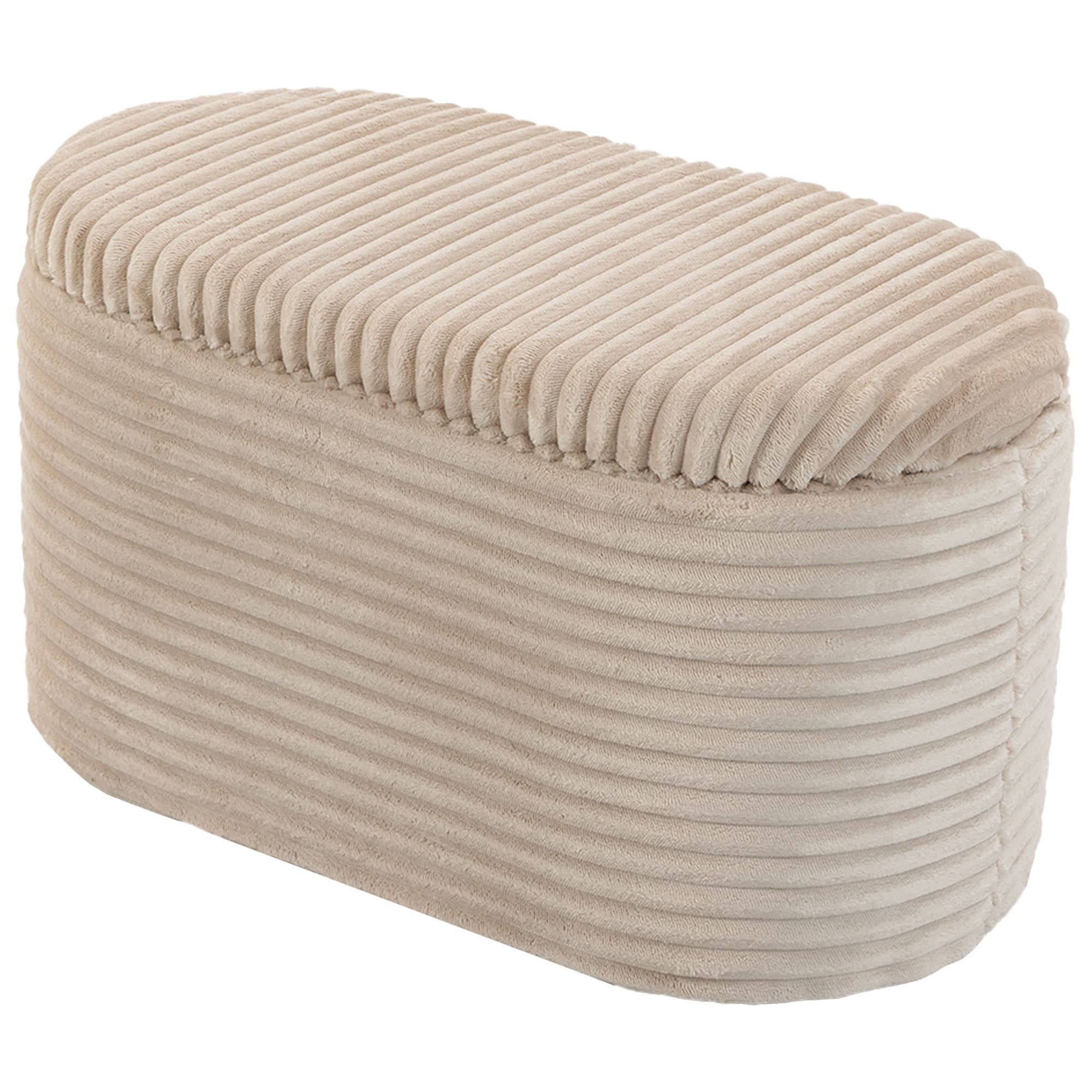 HOMCOM Banc de Rangement en Velours Pouf Coffre de Rangement Gigogne 3 en 1 avec 2 Petits Tabourets Intégrés 82x43x44cm Beige