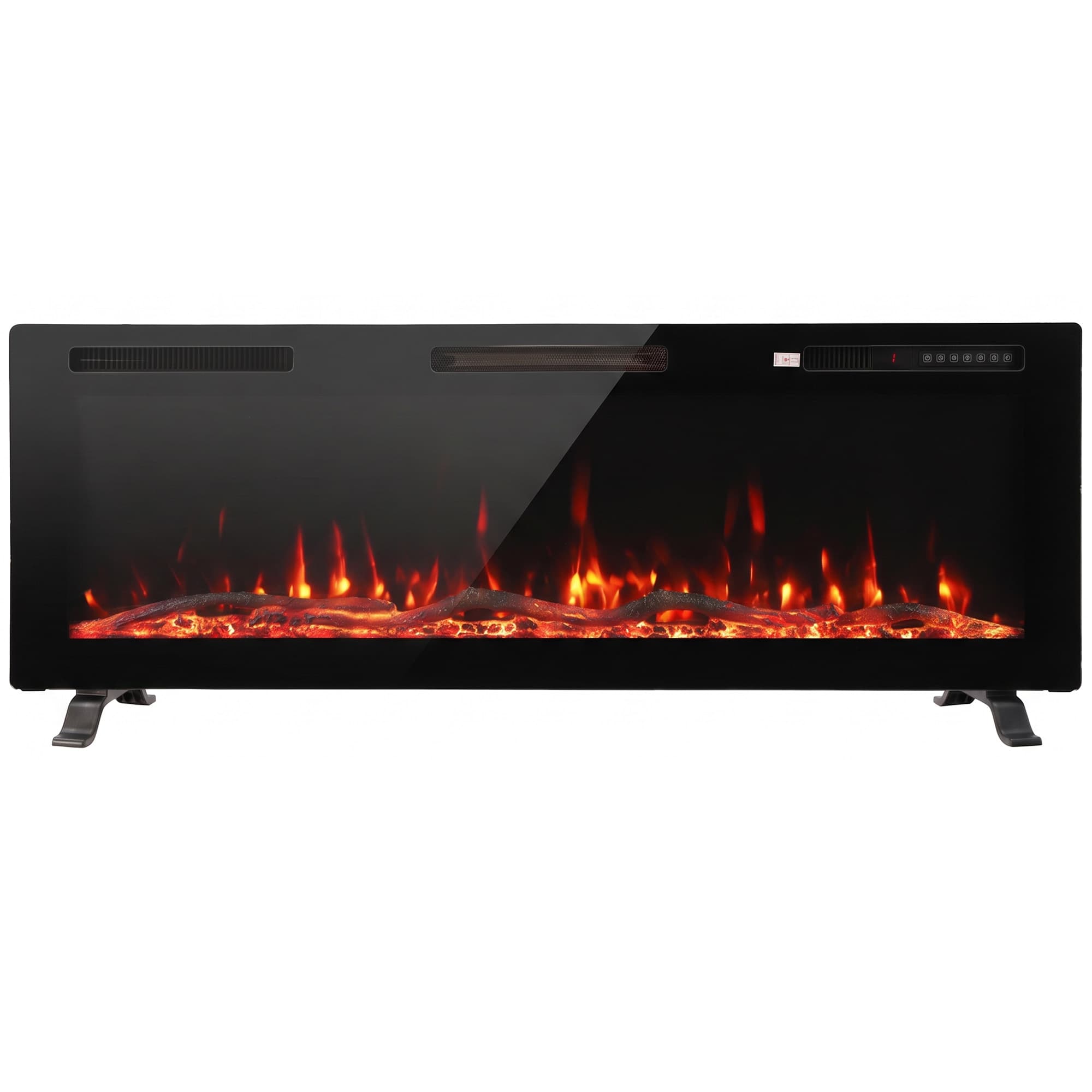 HOMCOM Cheminée Électrique Encastrable Murale ou à Poser 3 en 1 Cheminée Décorative Extra-Plat 900W/1800W Effet Flamme 3D Noir