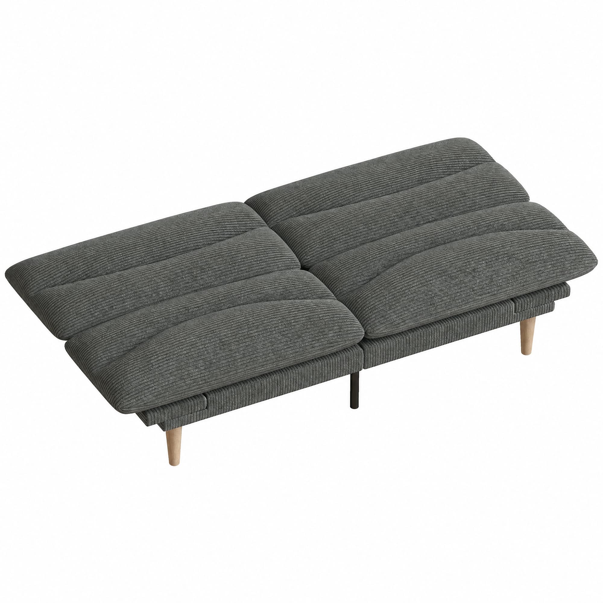 HOMCOM Canapé Convertible 2 Places 3 en 1, Canapé-Lit Clic Clac en Velours Côtelé 193 cm, Dossier et Accoudoirs Réglables, Gris