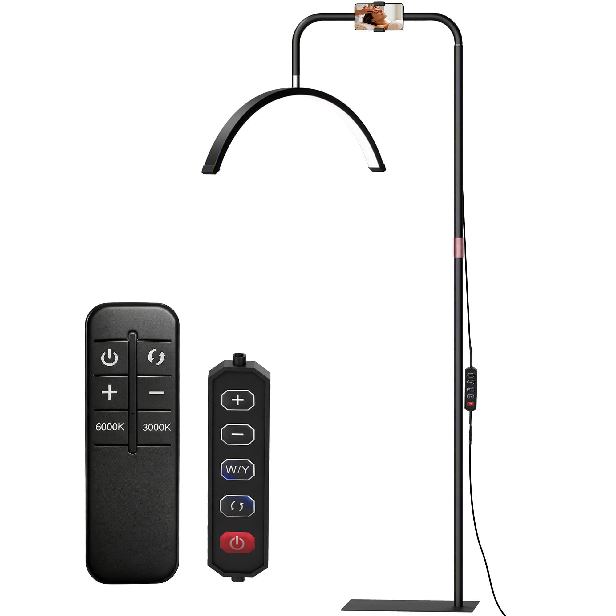 HOMCOM Lampadaire LED demi-lune rotative 350°, lampadaire sur pied salon dimmable 36 W, 7 températures de couleur, noir