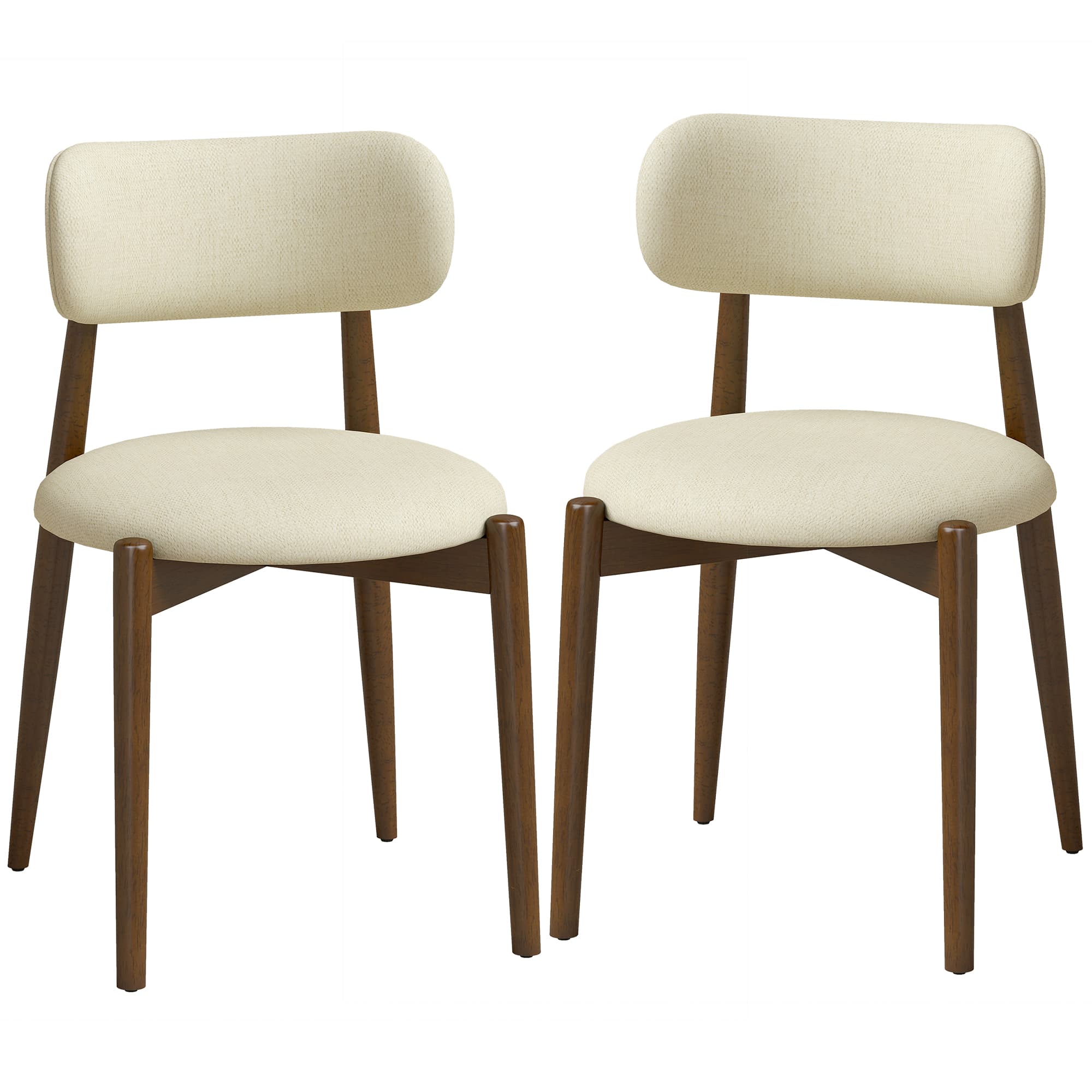 HOMCOM Lot de 2 Chaises Salle à Manger, Chaises de Cuisine en Chenille avec Dossier Incurvé, Assise Rembourrée, Beige