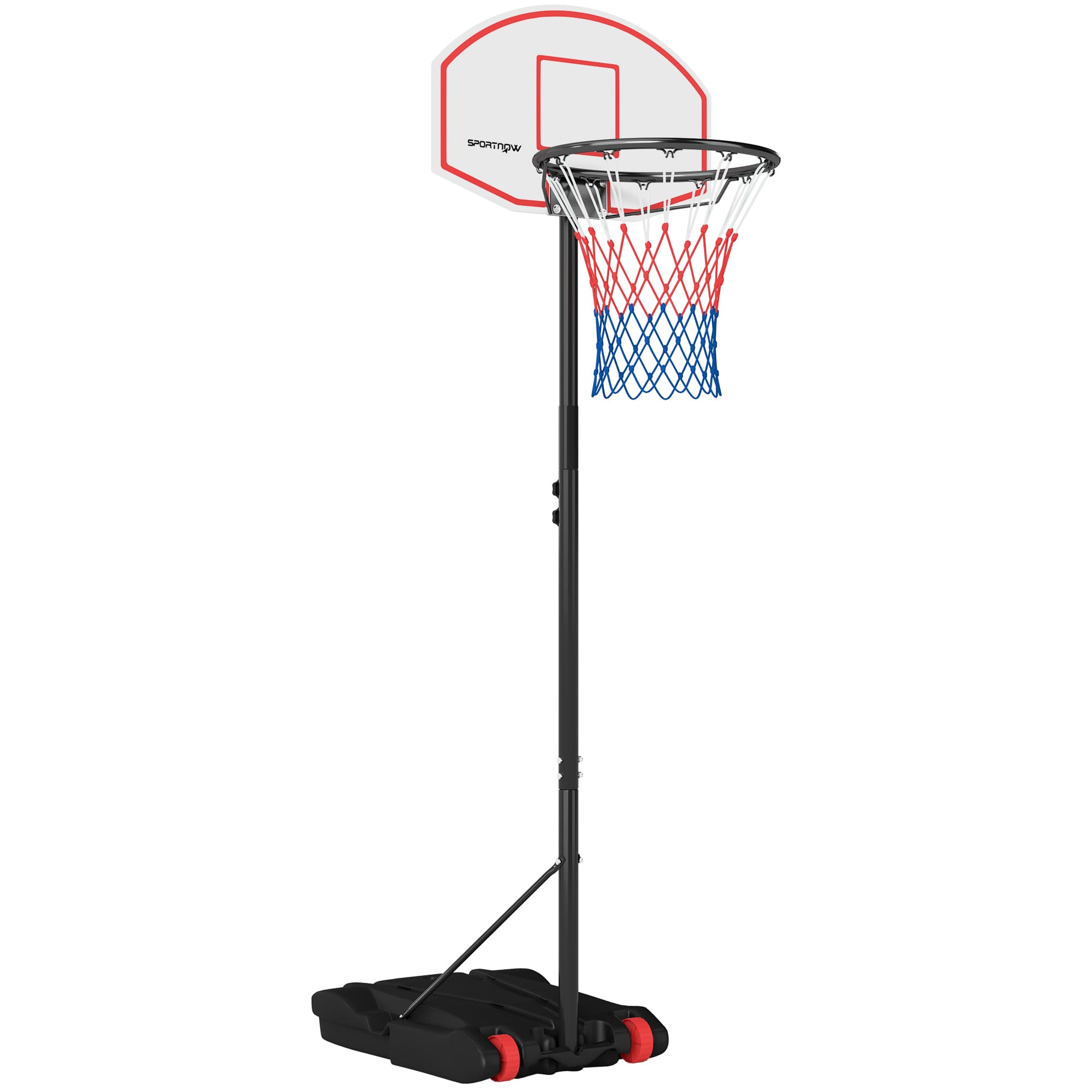 SPORTNOW Panier de Basket Extérieur et Fléchettes 2 en 1, Hauteur Réglable 210-247cm, Portable, Roues, Base Remplissable, Noir