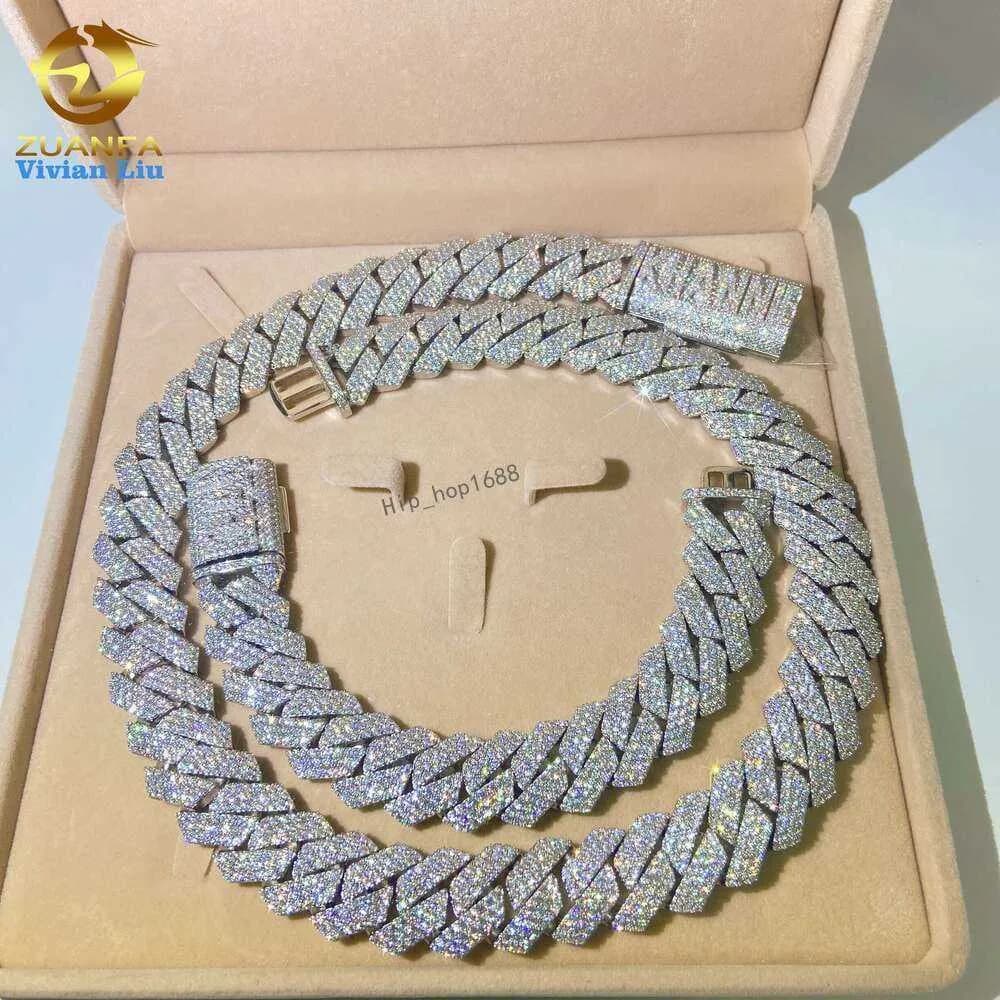 15Mm 18Mm 20Mm Heavy Big Necklace Bracelet Custom Hip Hop Jewelry Moissanite Iced Out Dia Cuban K Chain