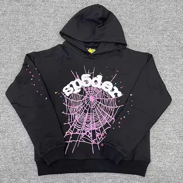 Sp5der Young Thug 555555 Sweat à capuche pour homme et femme, sweat-shirt rose en mousse de haute qualité, imprimé toile d'araignée, pull Y2k, S-