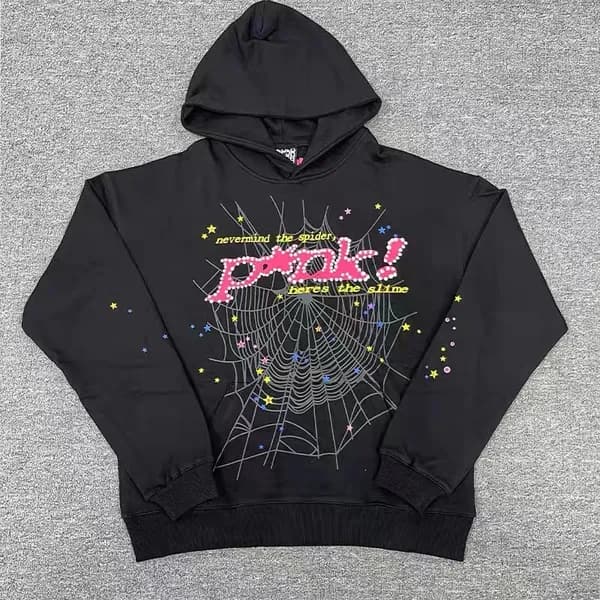 Sp5der Young Thug 555555 Sweat à capuche pour homme et femme, sweat-shirt rose en mousse de haute qualité, imprimé toile d'araignée, pull Y2k, S-
