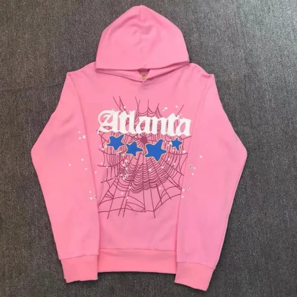 Sp5der Young Thug 555555 Sweat à capuche pour homme et femme, sweat-shirt rose en mousse de haute qualité, imprimé toile d'araignée, pull Y2k, S-