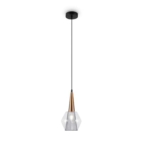 MAYTONI DECORATIVE LIGHTING Lampe moderne à suspension, métal et double verre, couleur Or, Abat-jour Gris, pour 1 x E14 (non incl.)