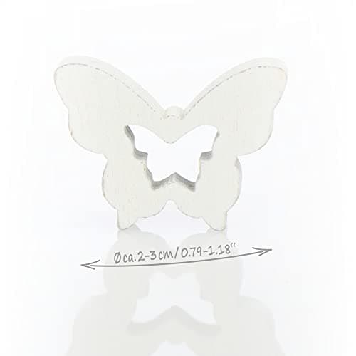com-four® Ensemble de 128 pièces décor dispersé - Papillons, cœurs et Fleurs en Bois dans Plusieurs Motifs - décoration dispersée en Bois pour la décoration (128 pièces Coeur Fleur Papillon)