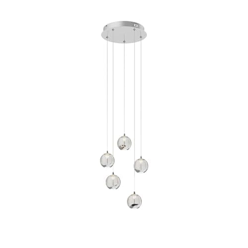 LED Suspension en verre Hayley (Moderne) Transparent Verre e. a. pour Salon & Salle à manger (à 5 lampes,), Luminaire, Lampe plafond, Luminaire Plafonnier, Suspendue