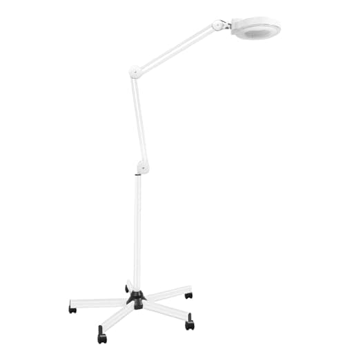 Lampe loupe en verre avec pied - Lampe loupe LED - Bras pivotant - Avec éclairage - 5 dioptries