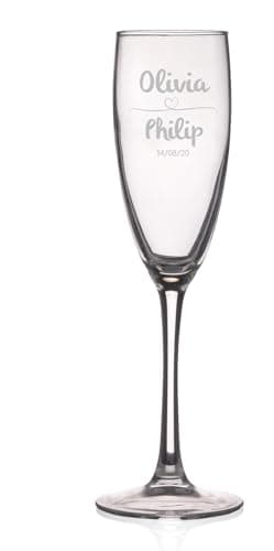 Wanapix | Flûtes à Champagne Personnalisés | Coupes de Champagne avec Gravure | Fêtes/Anniversaire/Mariage | Verres à Champagne | Verre 20cl | Heart