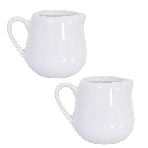 2 Pcs 50 ml/150ml Blanc en céramique Pot à lait de cuisine verseur Tasse à café crème Sauce avec poignée par +ing, blanc, Small
