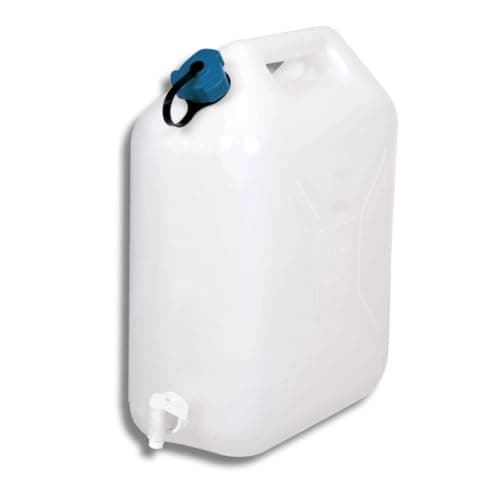 EDA - Bidon à Eau 10 L - Jerrican Extra Fort avec Bouchon Simple et Robinet - Certifié Contact Alimentaire - 29 x 14 x 35 cm - Naturel