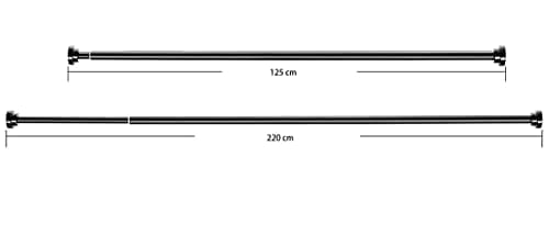 ACAZA - Tringle Rideau Extensible de 125 à 220 cm - Sans percage - Autobloquante - Tringle Telescopique sans Percage - Noir