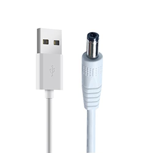 YSJJZRL Cordon d'alimentation USB vers DC Blanc, USB mâle vers DC 5.5 * 2.5/5.5 * 2.1/4.0 * 1.7/3.5 * 1.35/2.5 * 0.7mm Câble de Prise d'alimentation 5V (0.5M,5.5 * 2.1mm)