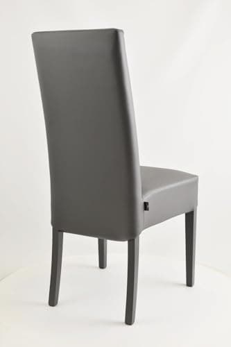 t m c s Tommychairs - Set 4 chaises Luisa Structure en hêtre peindré en Gris foncé, Assise et Dossier rembourrés et revêtus en Cuir Artificiel Gris foncé