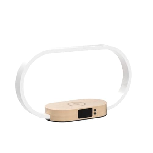 Lampe de Chevet Chargeur sans Fil, Tactile avec Port USB, Chargeur Induction avec L'horloge, Lampe de Table avec 3 Modes de Couleur et Intensité Variable, Bois&Blanc