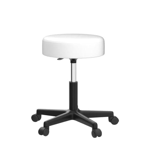 Casaria® Lot de 2 tabourets de Bureau Blanc pivotant 360° Hauteur réglable 46-60 cm avec roulettes Rembourrage 10 cm