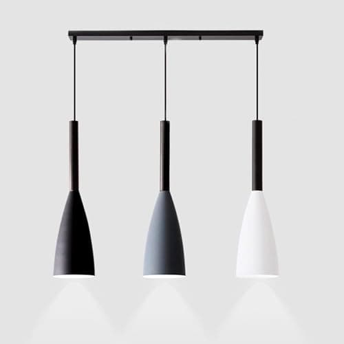 ZTWLEED Suspension Luminaire,Suspension 3 abat jour Lustre Moderne E27,Suspension Luminaire Moderne Ø10.5CM,Luminaire suspension pour Cuisine Salle à Manger Chambre,Blanc+Noir+Gris