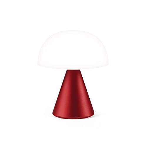 Lexon MINA M Lampe Champignon LED sans fil rechargeable, lampe à poser avec 9 couleurs de lumière et variateur d'intensité, jusqu'à 24h d'autonomie - Rouge Sombre