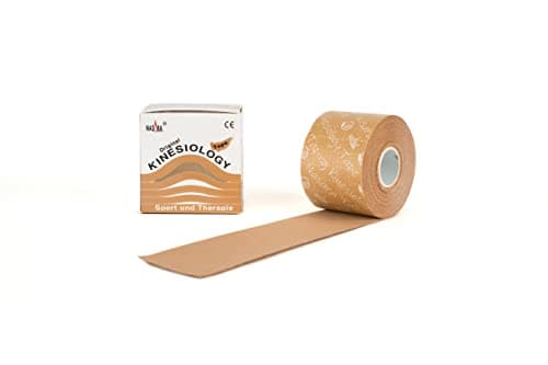 Nasara Bande de kinésiologie dans une boîte pratique, Bande pour sport et médecine, lot économique 1x bleu 1x rose 1 rouge 1x noir 1x beige, 5cm x 5m