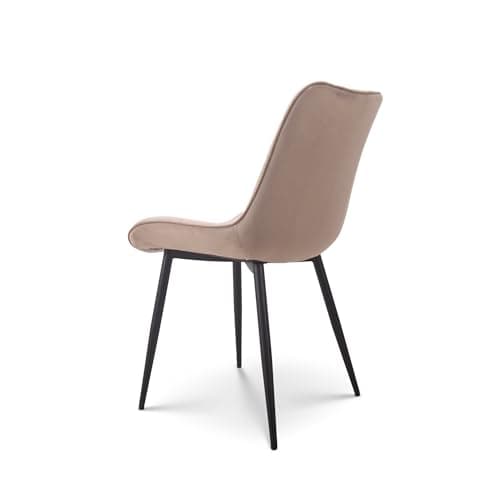 Kosmi - Lot de 2 chaises Beiges Style scandinave avec Assise en Tissu rembourré et Pieds en métal Noir