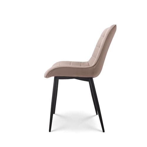 Kosmi - Lot de 2 chaises Beiges Style scandinave avec Assise en Tissu rembourré et Pieds en métal Noir