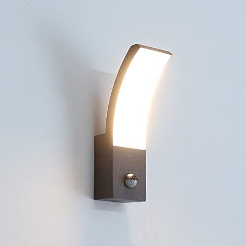 HLFVLITE Applique Extérieure Avec Capteur de Mouvement, 1000lm PIR Lampe LED d'extérieur, IP54 Imperméable, Aluminium Lampe Murale Extérieure pour Terrasse Patio Garage Porch, 3000k Blanc Chaud, Noir