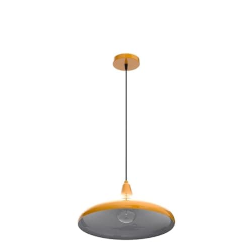 bamyum Champion Suspension Luminaire Vintage, Lustre Salon de 35 cm, Lustre Cuisine en Métal, Lampe E27 Vintage pour Chambre, Suspension Luminaire pour Salle à Manger, Couloir, Jaune Melon