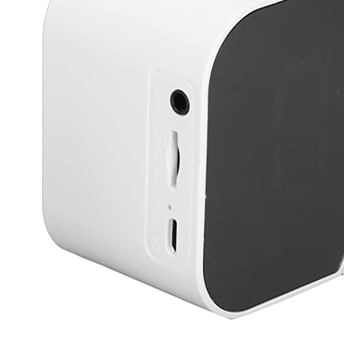 Radio-réveil avec Haut-parleurs Bluetooth pour Bureau de Chambre, Haut-Parleur de Réveil Numérique Portable avec Affichage à LED, Température du Calendrier, Luminosité Réglable(Blanche)