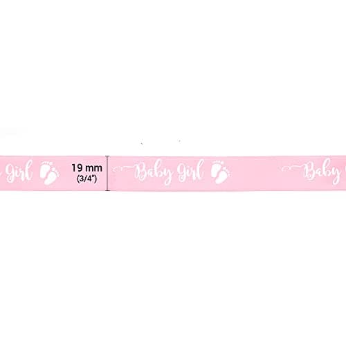 OMISS - Ruban BABY GIRL en satin pour décoration - Largeur 19 mm - Idéal pour naissance, baby shower et anniversaire