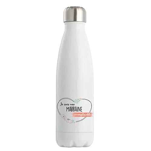 Bouteille isotherme Marraine Irremplaçable | Gourde Idée Cadeau Famille Marraine Anniversaire Noël