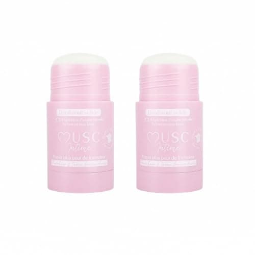 MUSC INTIME - Lot de 2 - Déodorant Anti transpirant - Musc Blanc - L'Irrésistible - Anti Mauvaises Odeurs - 95% Ingrédients Naturels - Sans Sel D'Aluminium Ni Pertubateur Endocrinien - 2 x 50g