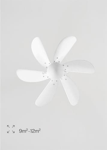CREATE / WINDEASY/Ventilateur de plafond avec lumière, blanc lames bois naturel / 53W, silencieux, Ø86, 3 vitesses, lames réversibles, minuterie, été-hiver, double hauteur, moteur AC