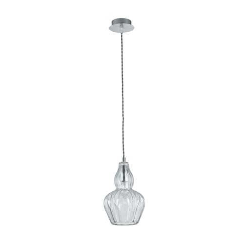Suspension Design, 1 Lampe, Style moderne, Armature en Métal couleur chrome, abat-jour fait en verre, pour la Cuisine, le Salon, le Séjour, bureau, sale a manger, 1 ampoule, excl. 1 E14 40W 220-240V