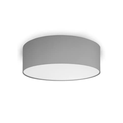 youngDECO® MINI Luminaire Plafonnier Rond Ø28 cm - Luminaires Intérieur Gris - Abat Jour Plafond en Tissu de Coton 2 x E27 - Lustre Salon, Chambre Adulte et Chambre Enfant (Ampoule non incluse)