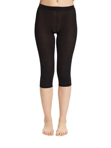 ESPRIT Cotton Capri W Le opaques unis 1 paire, Leggings Femme, Noir Black 3000, 40-42