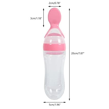Alvinlite Biberon pour bébé, biberon en Silicone avec cuillère pour Les Tout-Petits(Rose)