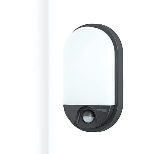 oktaplex lighting LED Lampe d'extérieur ovale avec détecteur de mouvement Lumi Motion IP54-10W 800Lm 3000K - Luminaire extérieur anthracite Applique murale extérieur