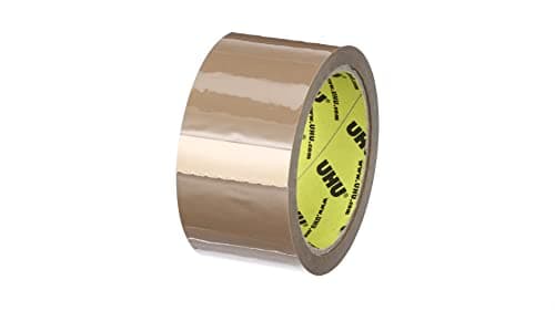UHU Rollafix - Rubans adhésif d'emballage brun, lot 3 rubans 50m x 50mm