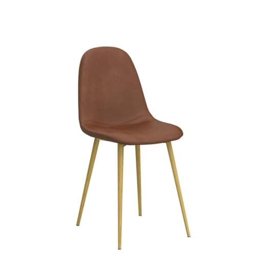 CangLong Lot rétro rembourrées pour la Cuisine et la Salle à Manger, chaises scandinaves en Similicuir avec Pieds en métal, Marron, PU, Mousse, Ensemble de 2