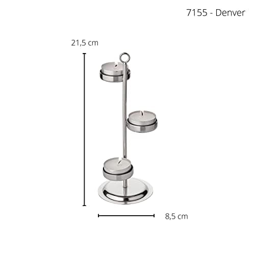 EDZARD Porte-Bougie/Bougie Chauffe-Plat Denver, en Acier Inoxydable nickelé, Hauteur 21 cm, Convient aux lanternes