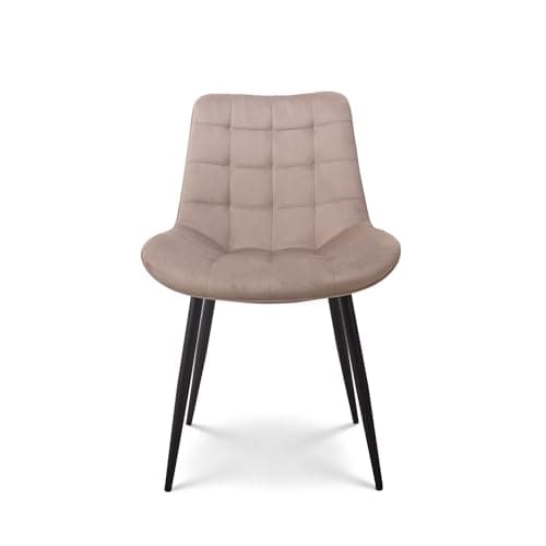 Kosmi - Lot de 2 chaises Beiges Style scandinave avec Assise en Tissu rembourré et Pieds en métal Noir