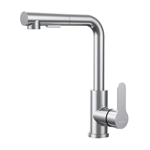 HURRAN Robinet Cuisine avec Douchette Extractible, Mitigeur Cuisine en acier inoxydable avec 2 Modes de Pulvérisation, Robinetterie de Cuisine Monocommande Pivotant à 360°, Nickel Brossé