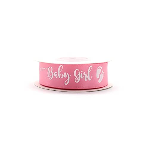 OMISS - Ruban BABY GIRL en satin pour décoration - Largeur 19 mm - Idéal pour naissance, baby shower et anniversaire