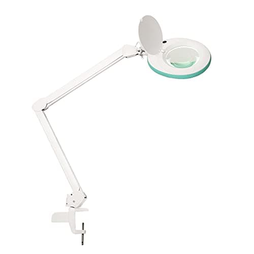 Lumeno LED Lampe loupe 7218GN avec lentille en verre de 127 mm, lampe de travail, convient pour cosmétique, les bricoleurs, aide à la lecture lampe grossissante, 8 dioptries Vert
