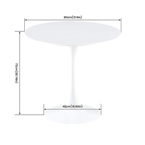 buybyroom Table de Salle à Manger Ronde Moderne scandinave Simple Petite Table pour Cuisine, Salle à Manger et Salon Blanc