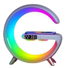 Nouvelle Lampe De Table Intelligente,Chargeur Sans Fil Lampe D'Ambiance Haut-Parleur Bluetooth,Lampe Tactile à Intensité Variable Avec Synchronisation De La Musique (Blanc)