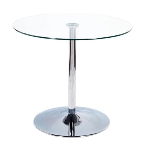 HFFAIWM Rond Verre Table à Piédestal Verre Table De Cuisine 60/70/80cm Circulaire Moderne 2-4 Places Table Bistro Déjeuner Base Chromée(Size:60cm)