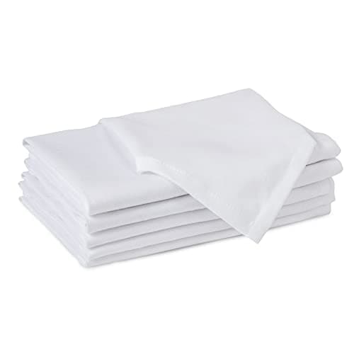 Encasa Serviettes en Tissu de Coton | Ensemble de 6 | Taille 43x43 cm | Couleur Unie Blanc| Lavable en Machine